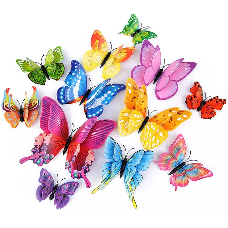 3D Butterfly Wall Decor 12-Piece Magnet Stickers for Party & Home Decoration