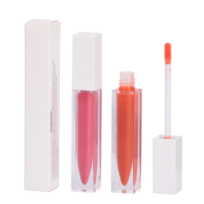 Custom Private Label Matte Liquid Lipstick Waterproof Lip Gloss in White Tube Wholesale