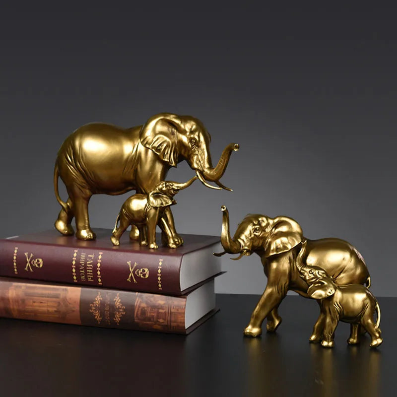 Resin Elephant Figurines for Home Decor Lucky Fortune Ornament Collection