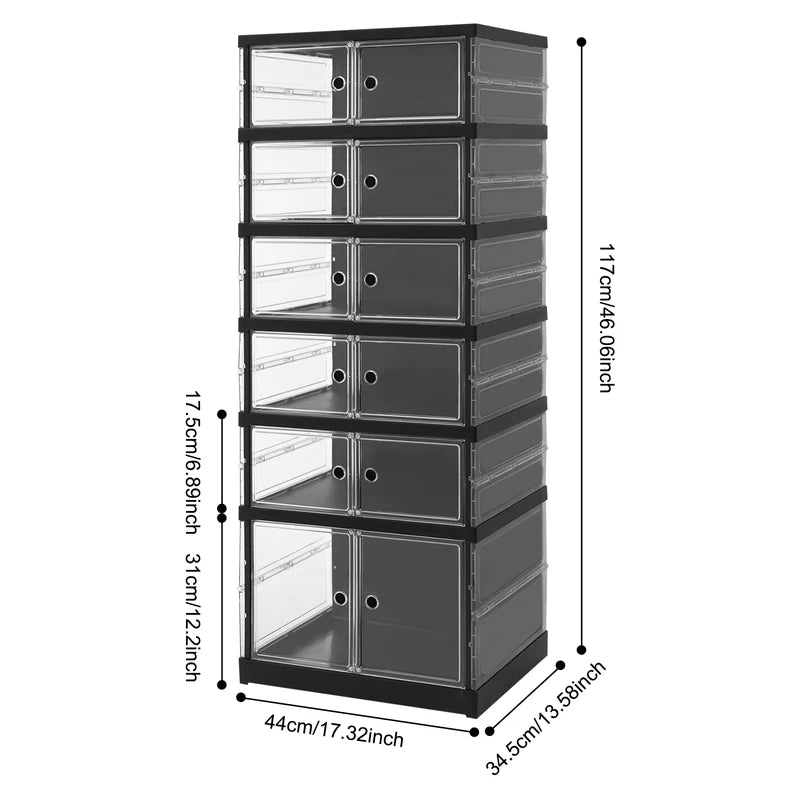 Foldable Shoe Storage Cabinet with Magnetic Doors, Space-Saving Organizer Rack