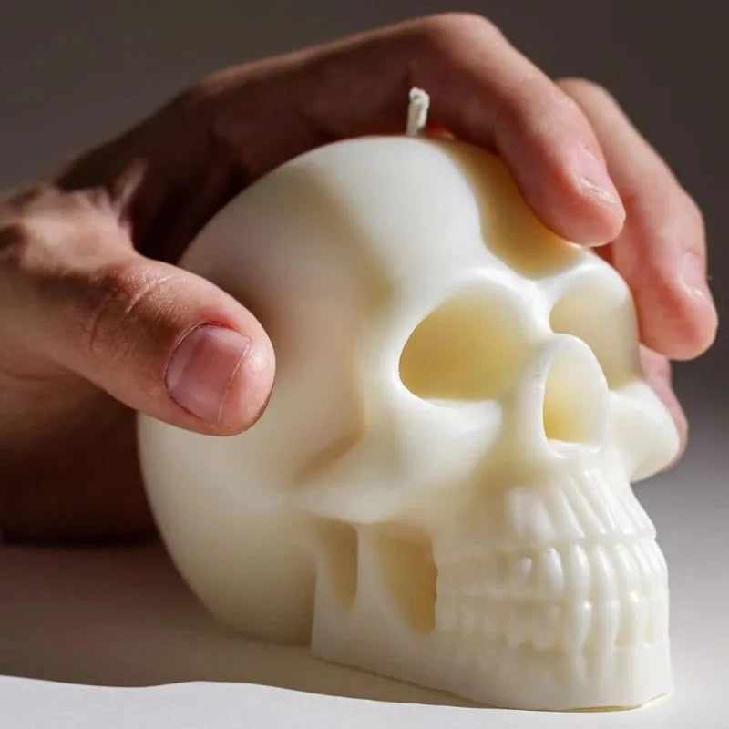 3D Skull Silicone Candle Mold for Halloween DIY Crafts - Ghost Head Pattern