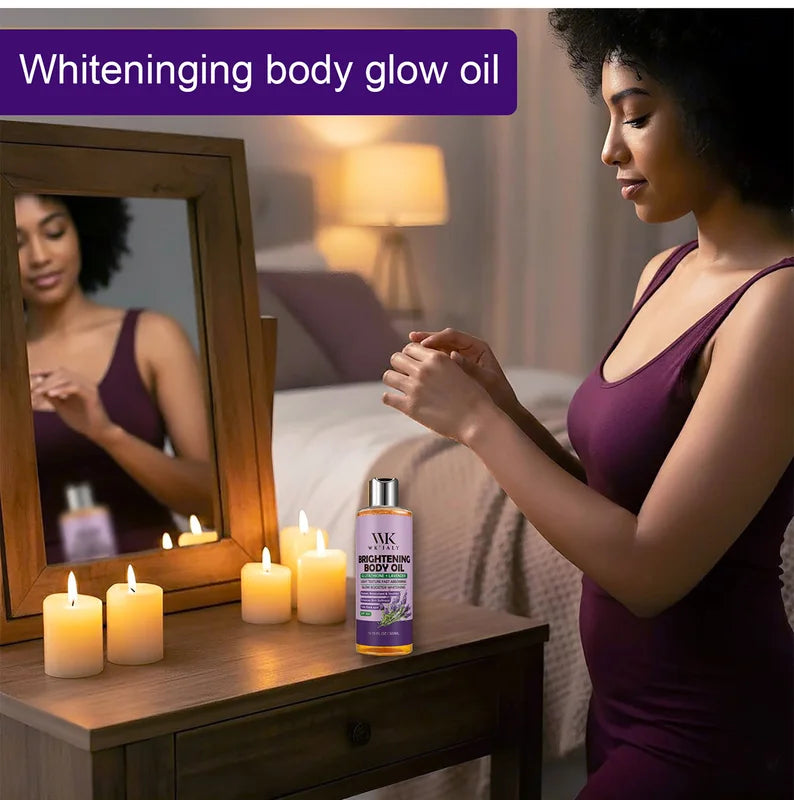 Glow Boosting Whitening Body Oil with Glutathione & Lavender - 300ml Moisturizer for All Skin Types