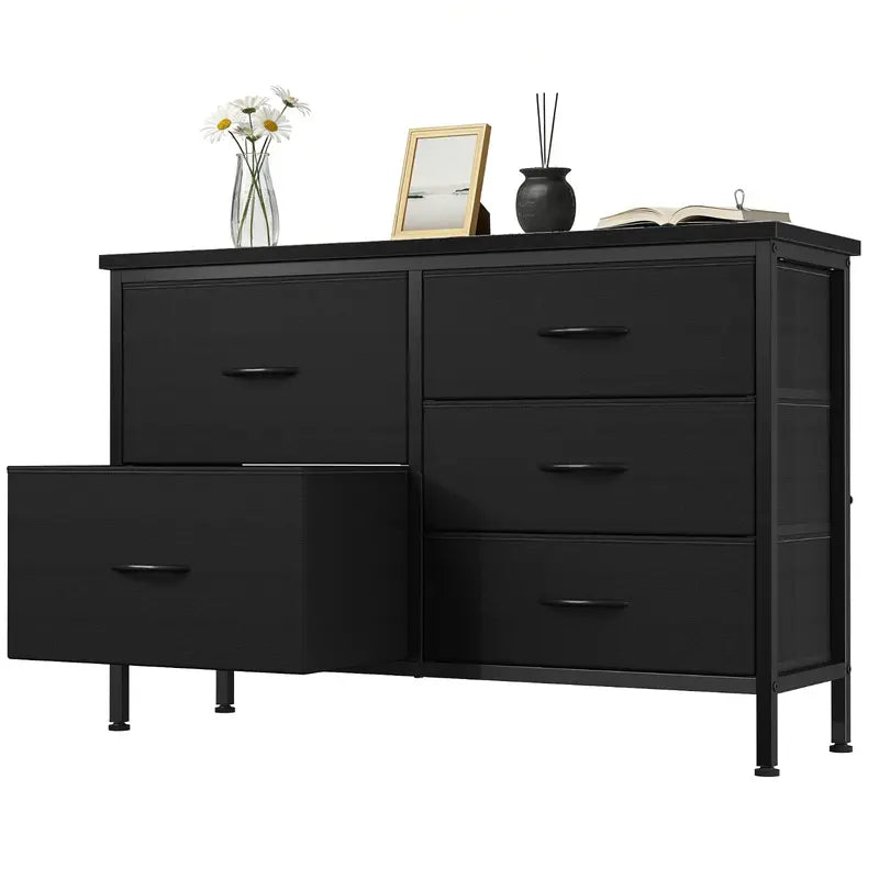 Multifunction Fabric Drawer Cabinet with Metal Frame and Adjustable Feet