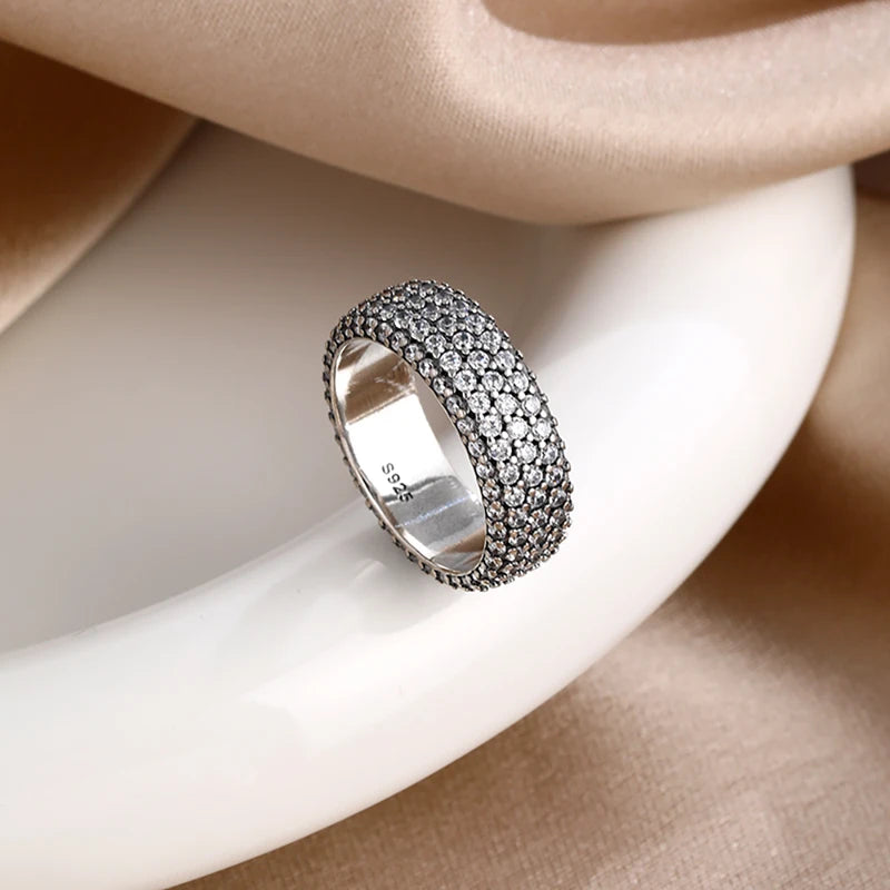 Elegant Silver Heart Moon & Star Ring for Women - Size 6-9, Luxury Jewelry