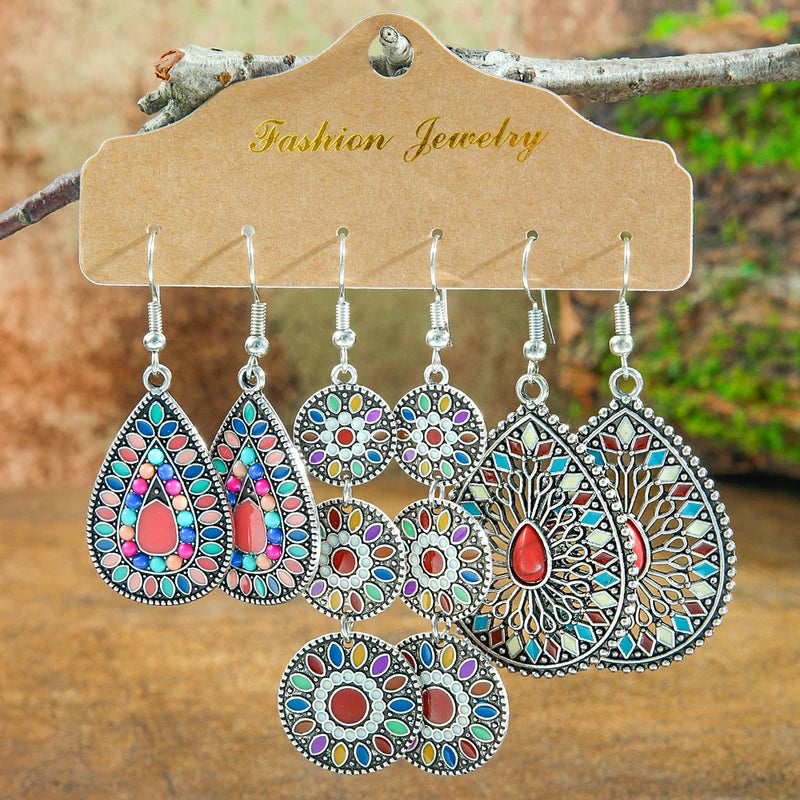 Boho Style Women's Geometric Dangle Earrings - Multi-Style Party Jewelry