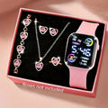 6-Piece Teen Fashion Jewelry Set with Watch Necklace Earrings Ring - Multiple Colors