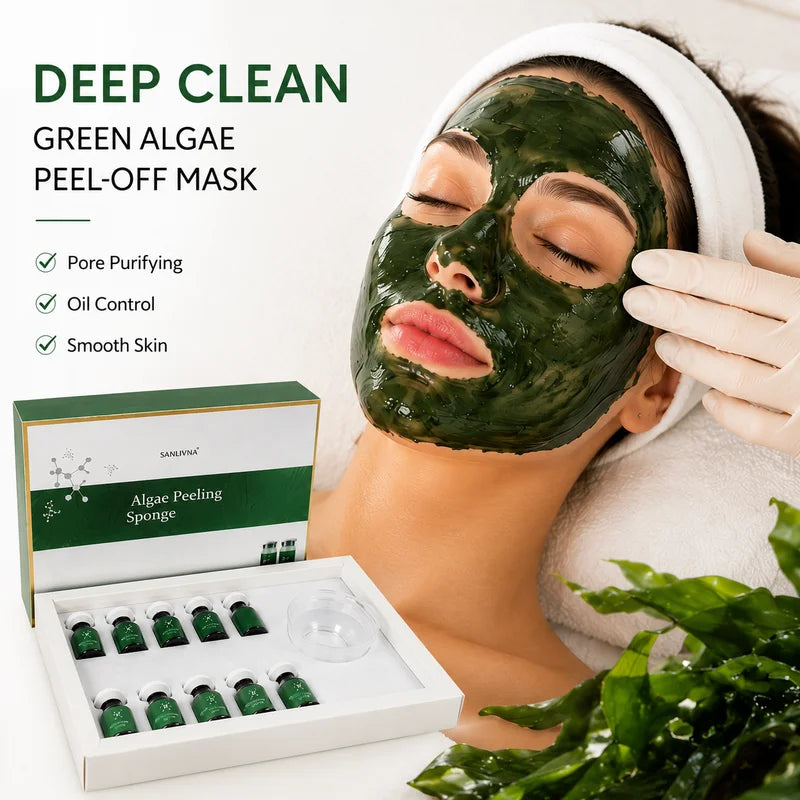Algae Peeling Powder Facial Mask for Pore Cleansing and Oil Balance - Natural Seaweed Skin Care