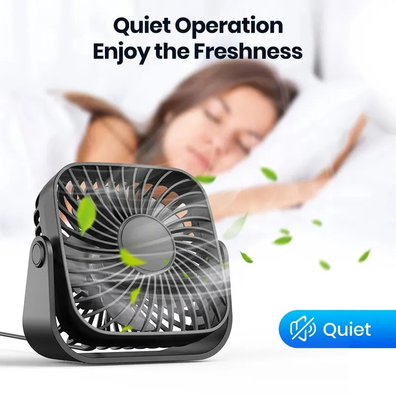 Mini Portable USB Fan 4 Inch Quiet Desk & Standing Fan with 3 Speeds for Camping and Home
