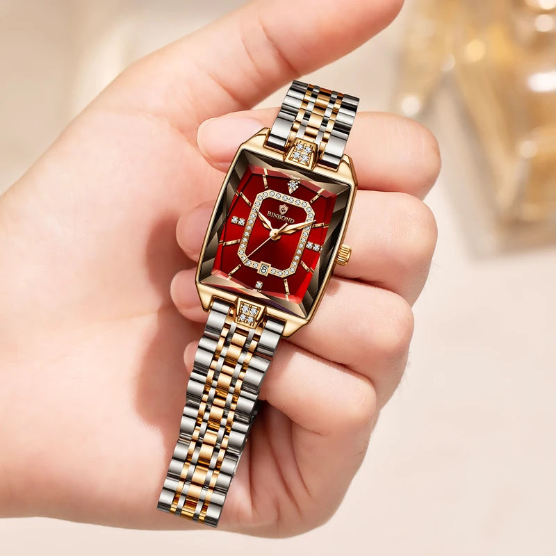 Women's Waterproof Quartz Wristwatch with Auto Date - Luxury Zircon Dial