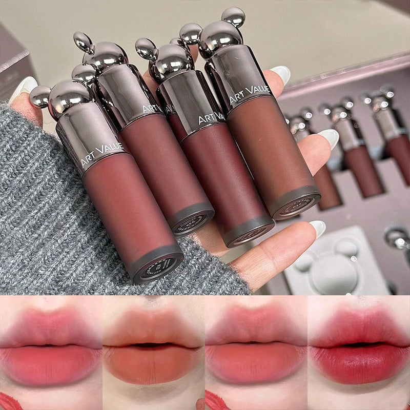 Makeup Set with Lip Mud, Face Blush, Powder, Eyeshadow Palette & Highlighter – 8 Pieces