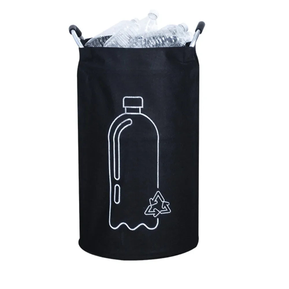 Large Capacity Folding Storage Basket with Aluminum Handle for Waste Bottles