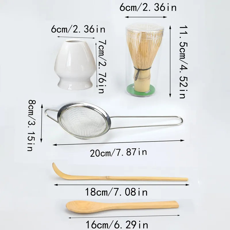 Matcha Whisk Set with Tea Strainer & Accessories - Bamboo Starter Kit