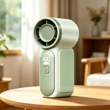 Portable Handheld Mini Fan with Digital Display for Travel Camping Outdoor Use