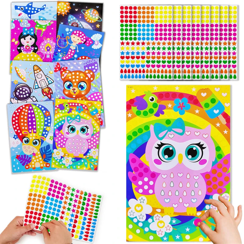 Children Dot Coloring Book with Mosaic Puzzle Stickers - Creative Educational Art Toy