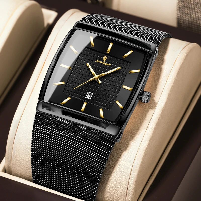 Luxury Men’s Waterproof Luminous Stainless Steel Mesh Watch - Business Quartz