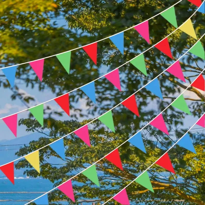 Multi-Color Garden Flag Banners 50m Outdoor Triangle Flags for Festivals & Parties