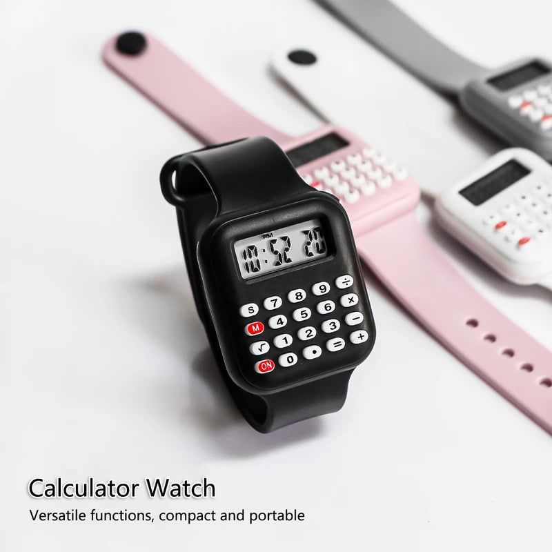 Children's Digital Watch with Calculator Rubber Strap for Kids & Students
