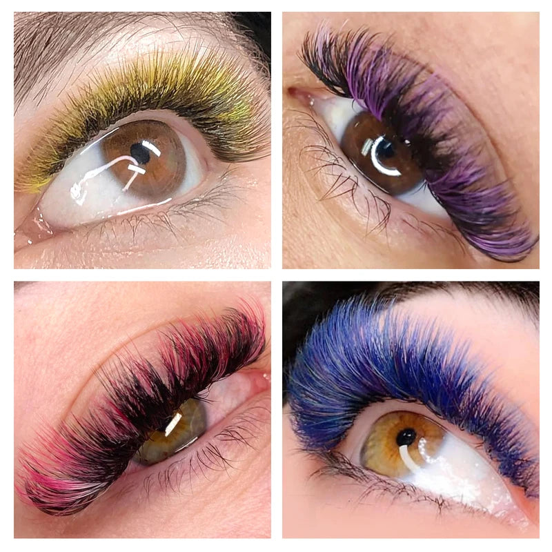 Colorful Eyelash Extension Set - 32 Mixed Colors, Individual False Mink Lashes