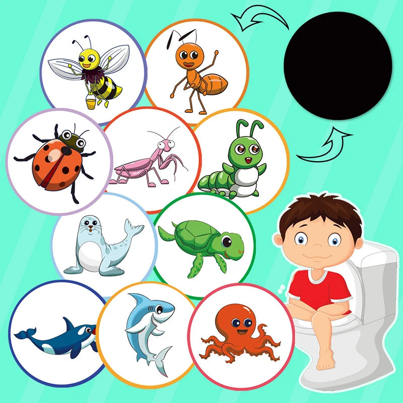 Color Changing Toilet Sticker for Kids - Waterproof Thermochromic Urinal Trainer Set