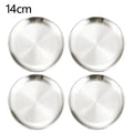 4Pcs Stainless Steel Camping Plates Set Round Shallow Dish for Picnic BBQ Cooking