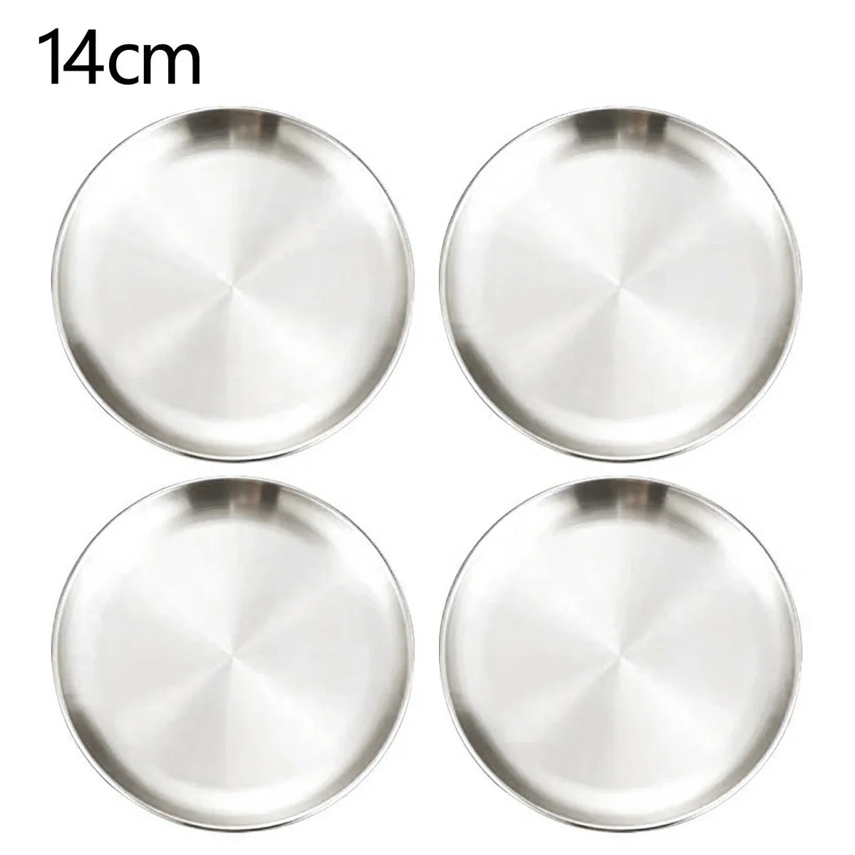 4Pcs Stainless Steel Camping Plates Set Round Shallow Dish for Picnic BBQ Cooking