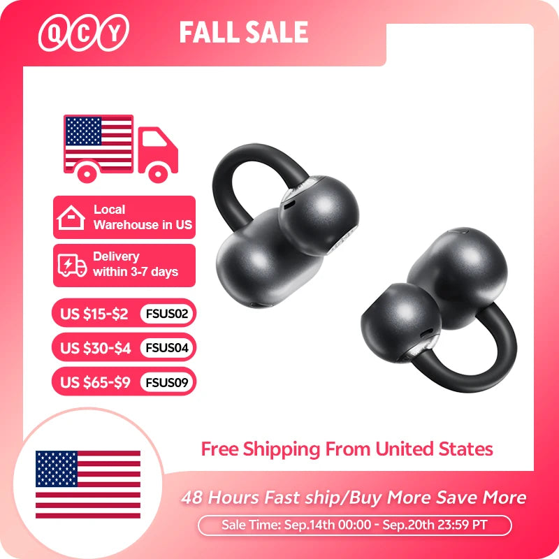 Wireless Bluetooth Earbuds with Open-Ear Clip-On Design, 35H Battery, Dual Mic, Waterproof