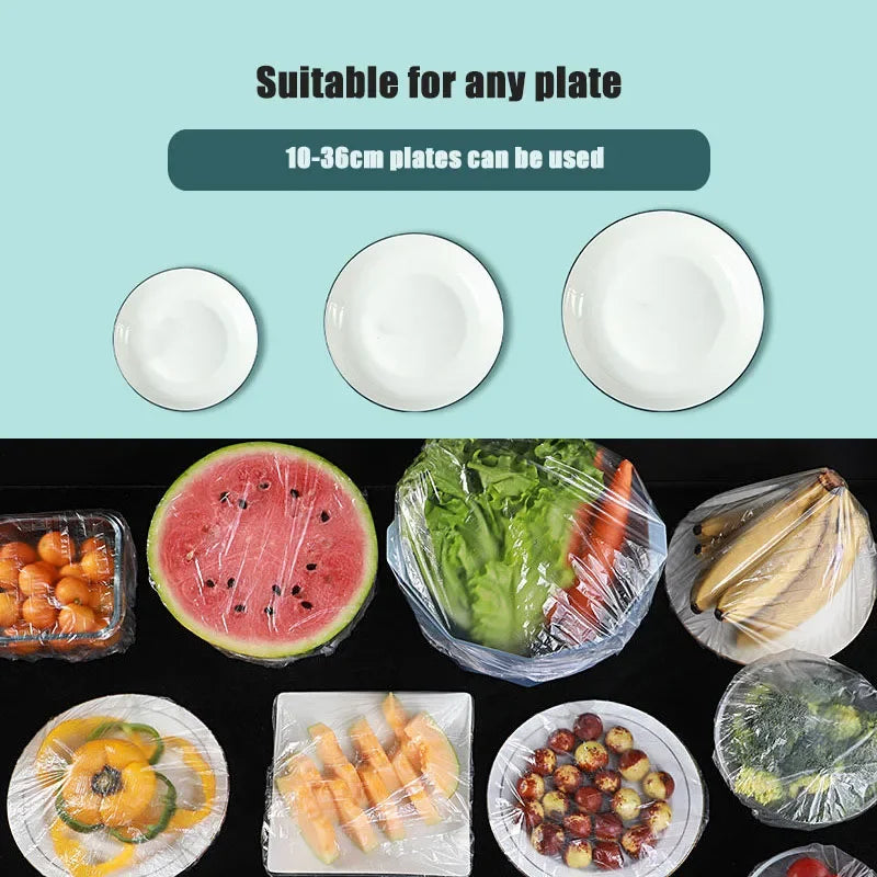 100 Pcs Elastic Food Covers for Bowl & Fruit Storage - Disposable Plastic Lids