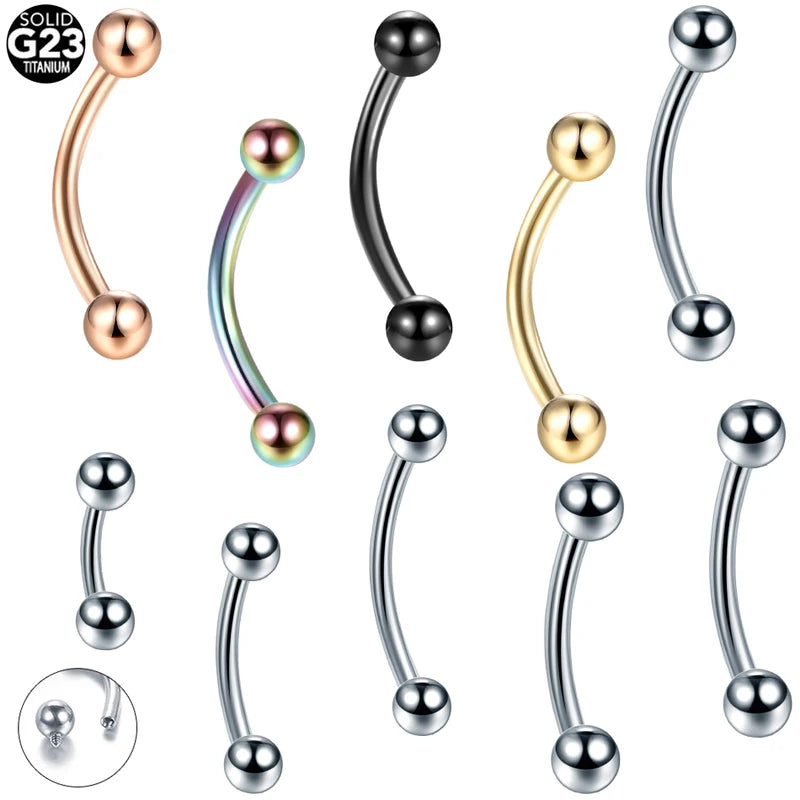 10Pcs Titanium Curved Eyebrow & Lip Piercing Rings - Body Jewelry Set