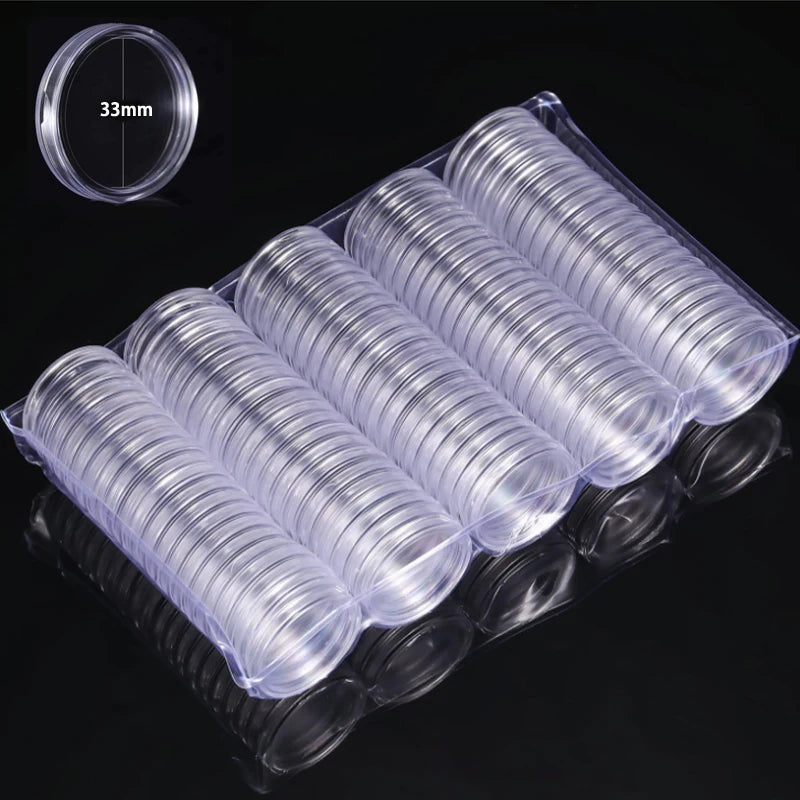 Clear Plastic Coinning Capsule Storage Box - Coin Holder & Protector 10-100pcs