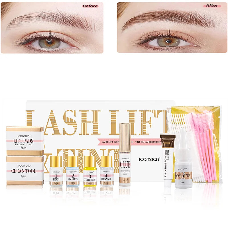 Lash Lift and Brow Tint Kit - Eyelash Curling & Eyebrow Dye Set for Salon & Home Use