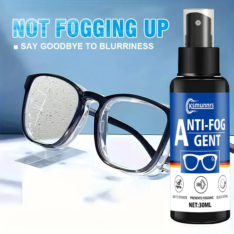 Portable Anti-Fog Spray 30ml for Goggles Glasses Helmets Car Glass Vision Enhancer