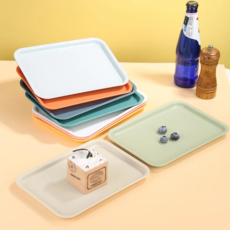 Rectangular Plastic Food Storage Tray - Multi-Color Food Serving Plate