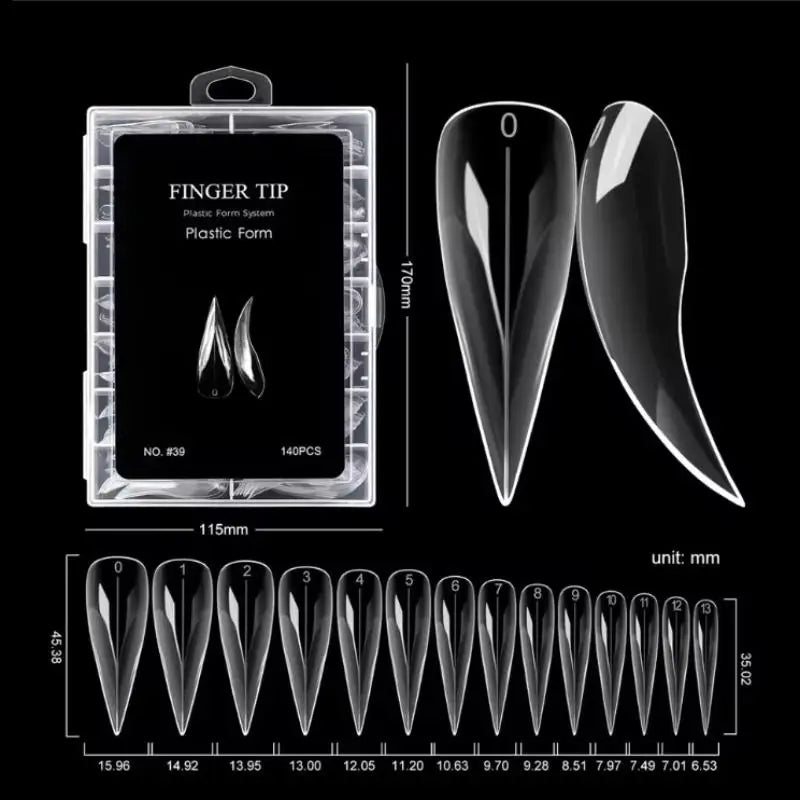 Short Curved Nail Tips Set for Extensions 3D Cats Claw Acrylic Full Cover Molds