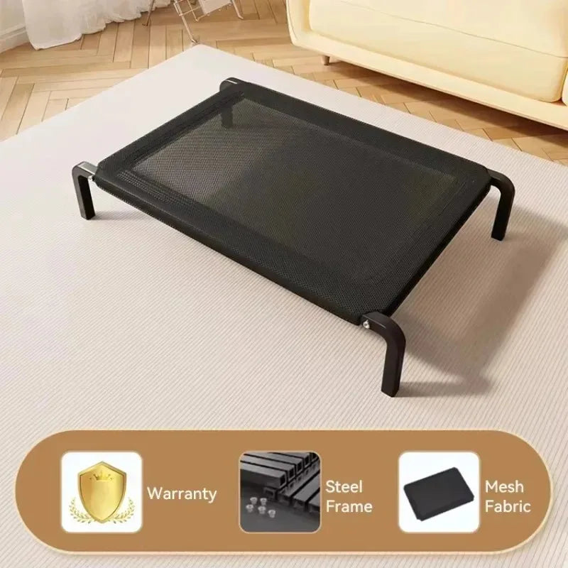 All-Season Foldable Dog Bed - Large & Small Pets Cooling Summer Camp Bed with Detachable Cover