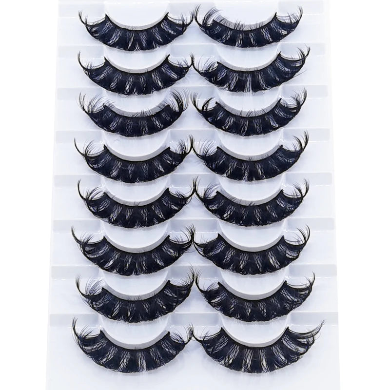 False Eyelash Sets 8 Pairs 3D Mink Natural Makeup Extensions with Multiple Colors