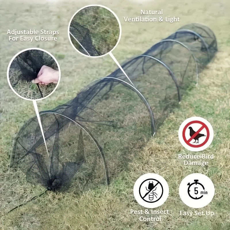 Collapsible Mesh Tunnel for Birds & Insects - UV Protection, Durable Garden Barrier