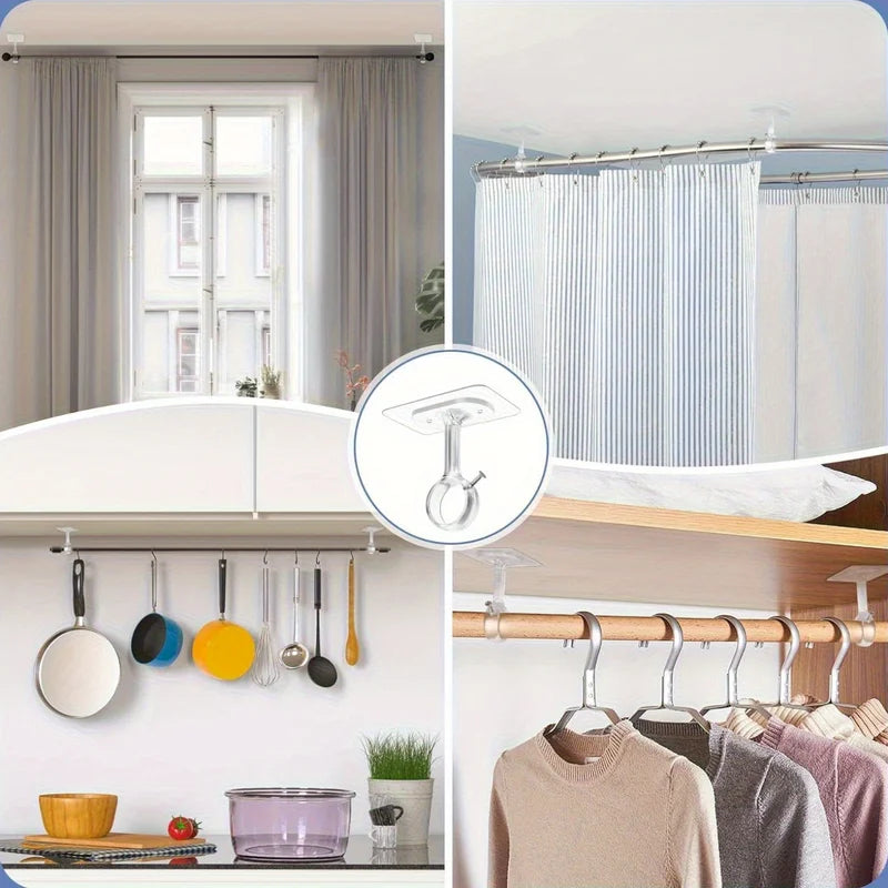 Heavy Duty Self-Adhesive Curtain Rod Brackets No Drill Wall Mount Hooks