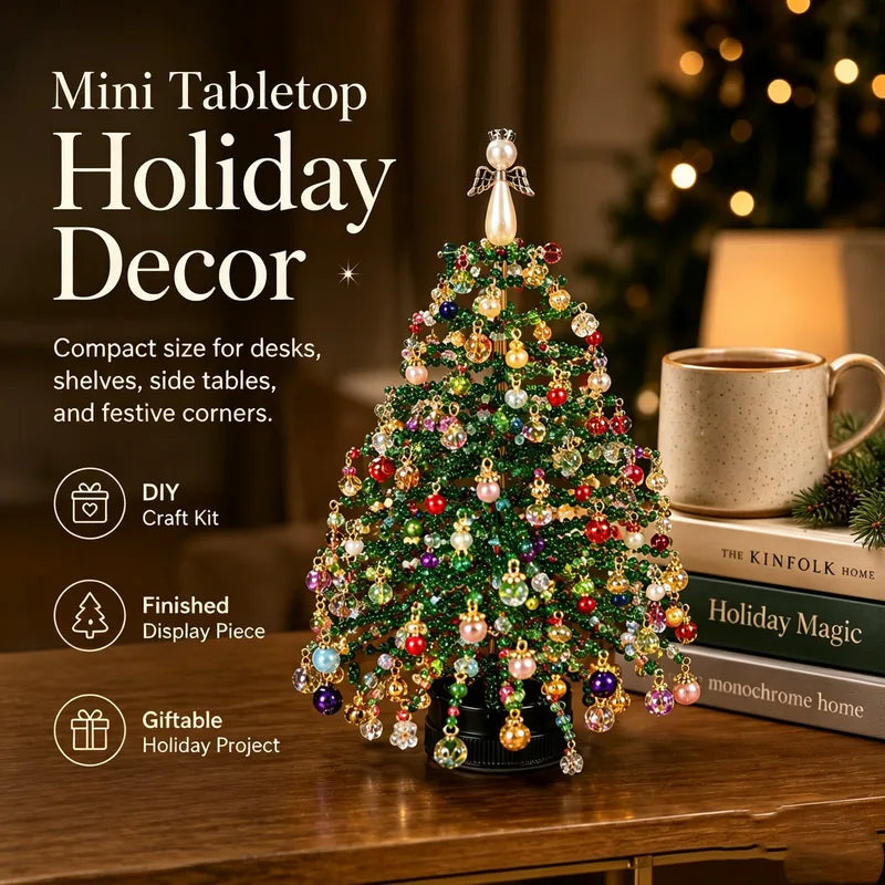 Mini Desktop Christmas Tree DIY Beaded Craft Kit - Holiday & Xmas Decor