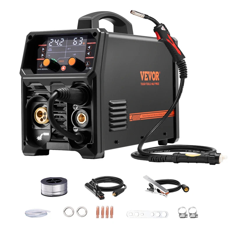 5-in-1 MIG Welder 200Amp Gas & Flux Core MMA TIG with LCD Display