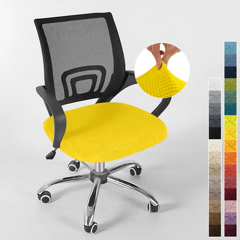 Computer Chair Cover with Armrests Knitted Jacquard Seat Protector for Swivel Office Chairs