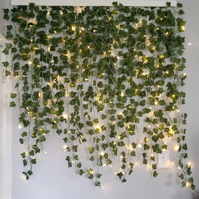 Silk Leaf Ivy Vine String Lights for Wedding Home Garden Decor - 2M, 5M, 10M