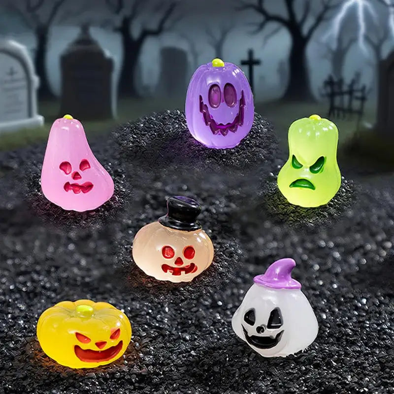Glow in The Dark Halloween Mini Figures Set - 40 Resin Miniature Decor for Crafts & Landscaping