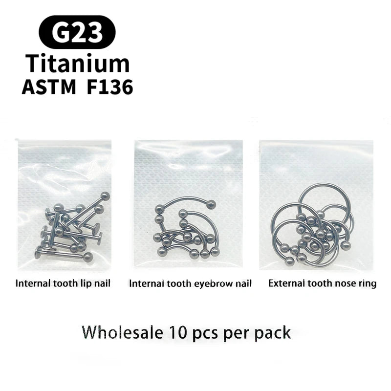 10PCS Eyebrow Jewelry Labret Piercing Set Titanium Septum Nose Rings for Women