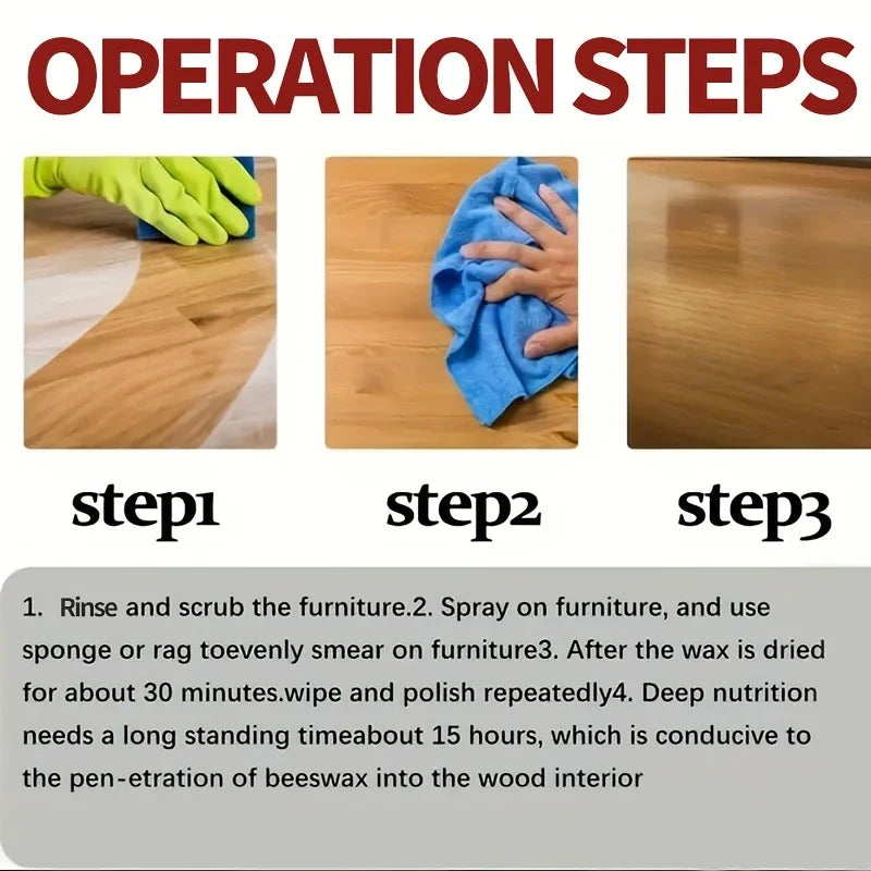 Furniture and Floor Wood Wax Oil - Almond & Beeswax Polish Cream, Quick Application