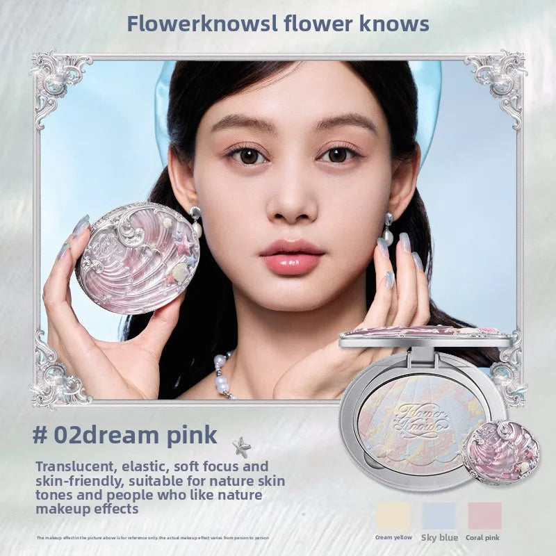 Flower Knows Set of Baked Powder Face Makeup Setting Powder with Natural Bronze Glow