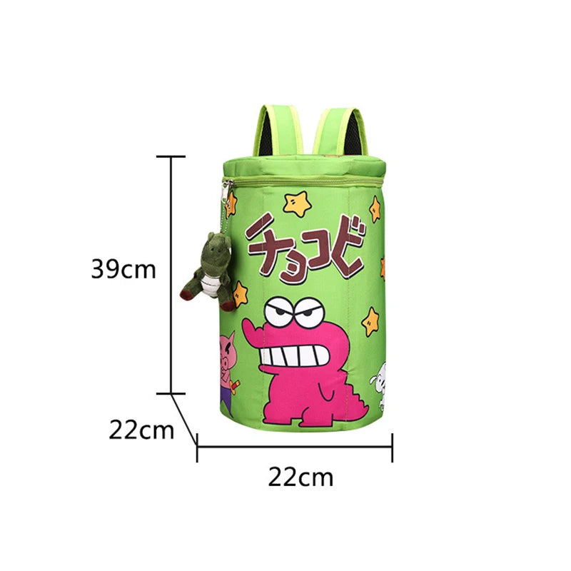 Cute Crayon Shin-Chan Backpack for Kids, Large Capacity Crocodile Biscuit Bag with Zipper