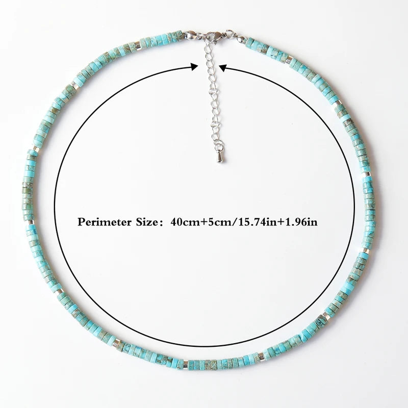 Natural Stone Turquoise Beaded Necklace for Daily Wear & Gifting - Handmade Jewelry