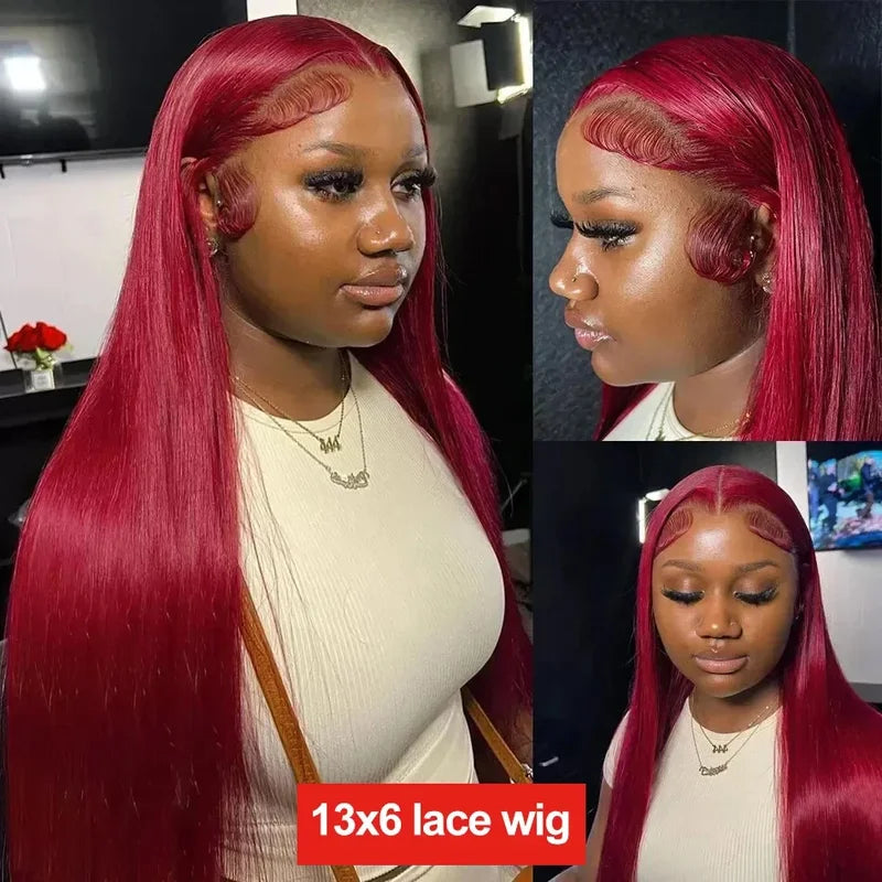 Colored HD Lace Front Wig Human Hair 13x6 PrePlucked Straight 200% Density