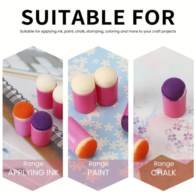 Painting Sponge Daubers Set for Ink Blending Art - Gourd Handle, Vibrant Colors, Ergonomic Grip