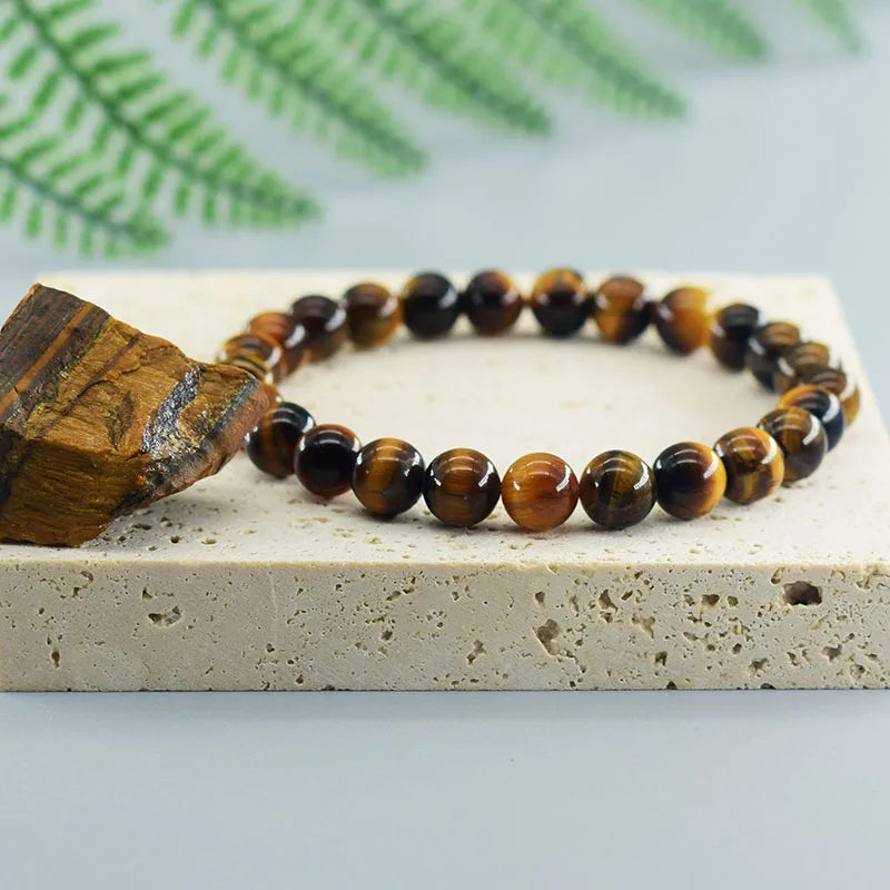 Natural Tiger Eye Bead Bracelet for Men and Women - Healing Crystal Jewelry